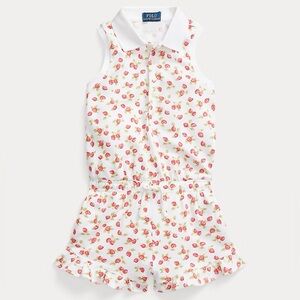 Polo Ralph Lauren Kids Strawberry Sleeveless Collar Romper with Ruffle Short Y7